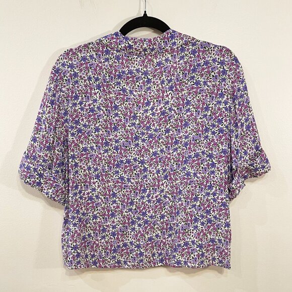 New Favorite Daughter Savannah Shirt Purple Floral Large $198 - Picture 4 of 7